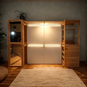 01 Closet torre de 2 espejos torre 4 cajones y estantes