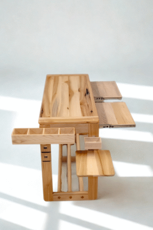 Banca multifuncional de madera Scholéio